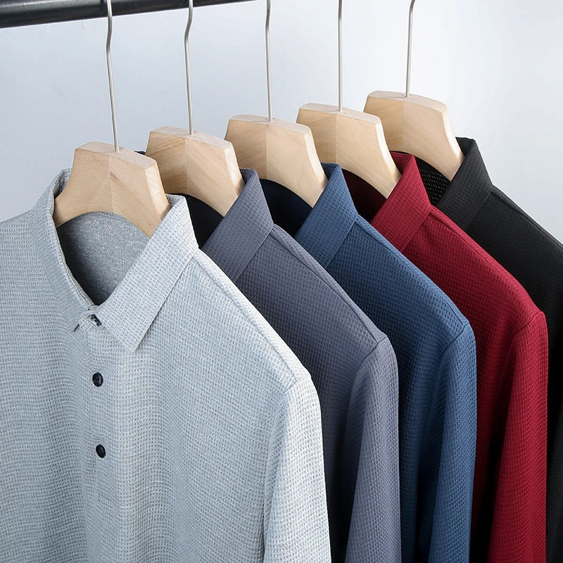 Men's cotton Business Summer Casual Polo Long Sleeve