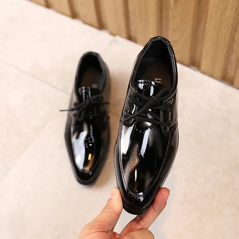 Little Boys Fashion Leather Shoes Children Kids Flats for Baby School Party Formal Wedding Toddlers Low-heeled 6-14 years