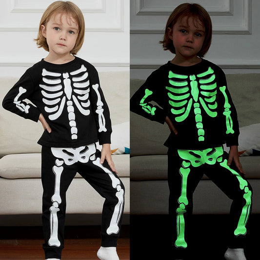 Glow-In-The-Dark Halloween PJs - Skeleton & Unicorn