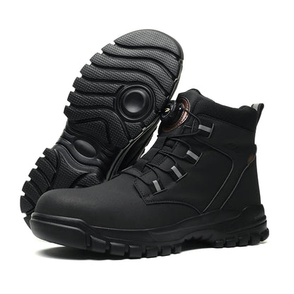 Saftey Rotating Button Work Shoes for Men Anti Puncture Work Sneakers Waterproof Black Work Safety Shoes Non Slip Steel Toe Boots