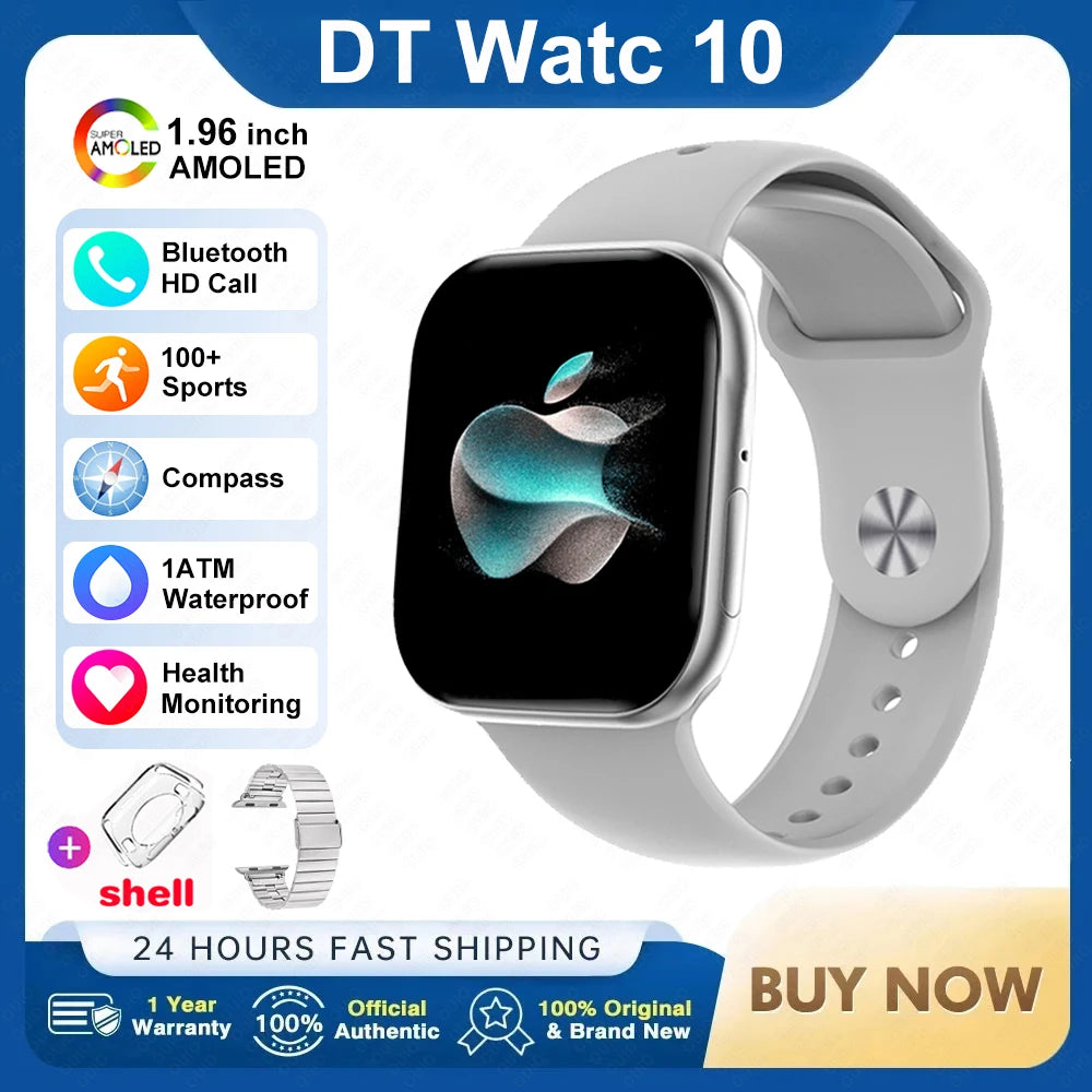 New For Apple 2025 DT Watch 10 Smart Watch Men HD AMOLED 4GB Memory Music 3D Surround Bluetooth Call Waterproof Smartwatch Woman