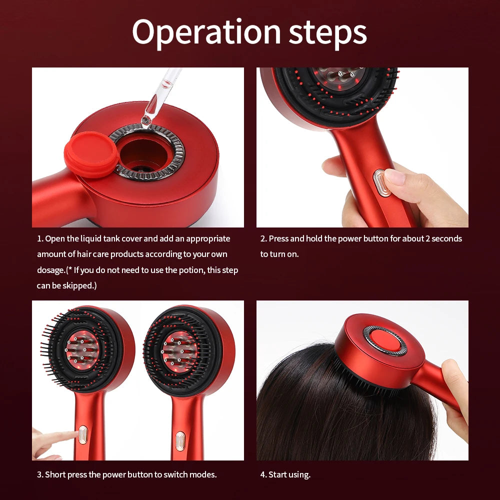 Electric Vibration Massage Comb Red Light Therapy Hair Growth Massage