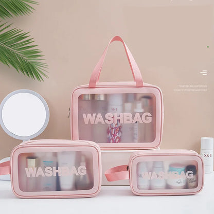 Transparent Cosmetic Bag Travel Portable Beach Swimming Bag Large Capacity PU Waterproof