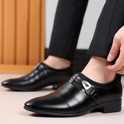 Classic Leather Shoes for Men Slip on Pointed Toe Oxfords Formal Wedding Party