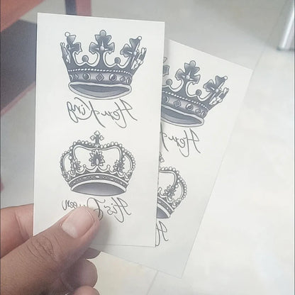 Crown Temporary Tattoo Art Couple Queen King Fake Tattoo Lasting Tattoo Sticker