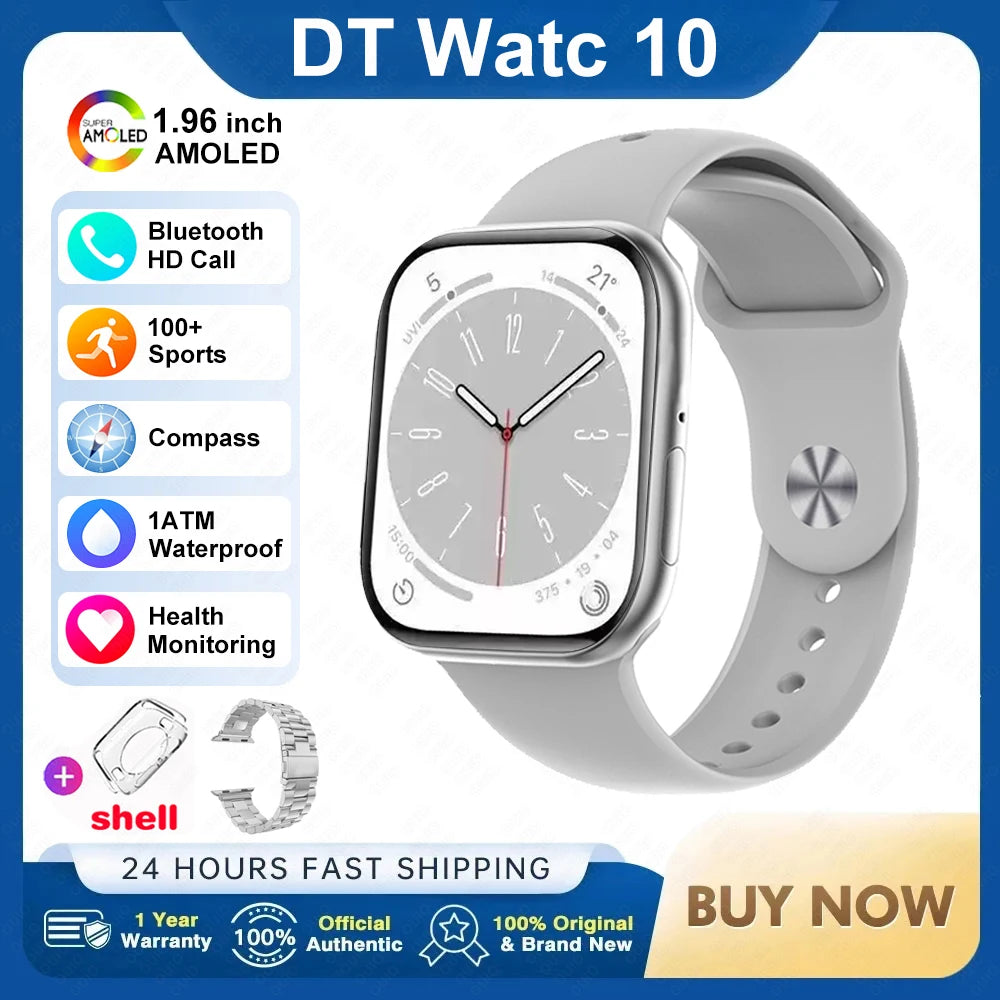 New For Apple 2025 DT Watch 10 Smart Watch Men HD AMOLED 4GB Memory Music 3D Surround Bluetooth Call Waterproof Smartwatch Woman