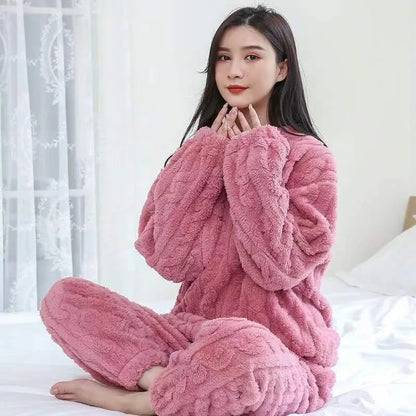 Winter New Couples Pajamas Homewear Suit Men and Women Shu Cotton Fall and Warm Winter Homewear