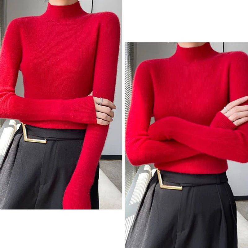 Solid Color Slim Fit Knit Sweater