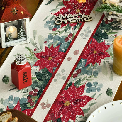 Festive Foliage 2025: Eucalyptus & Poinsettia Table Runner