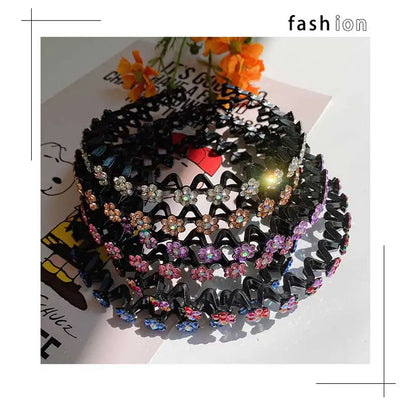 New Non-slip Rhinestone Headbands Solid Wave Hairbands for Women Girls