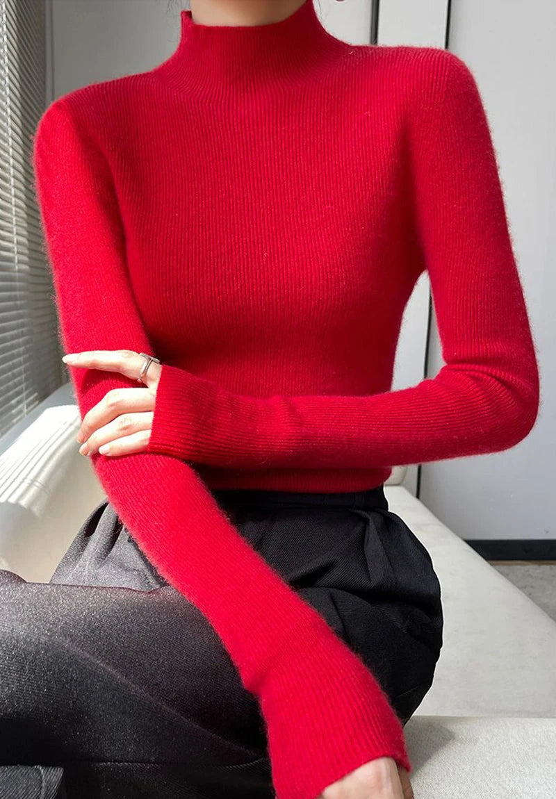 Solid Color Slim Fit Knit Sweater