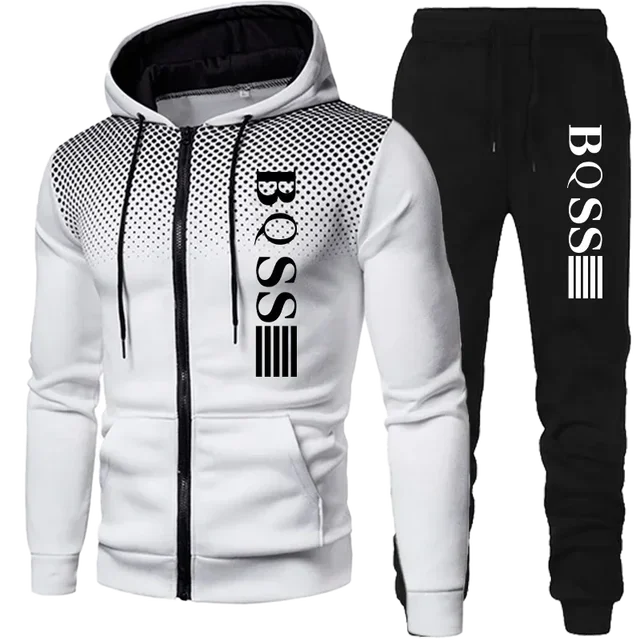 family Men and women Clothing Spotted Sweatshirt Suit Hoodie and Pants Suit Fashion 2025  Winter Clothes New Two Piece Set