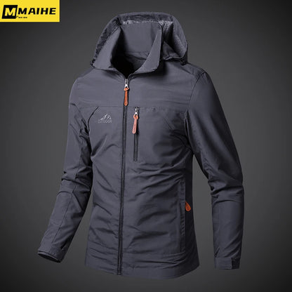 Men's Windbreaker Jackets Waterproof Military Hooded Coat Male