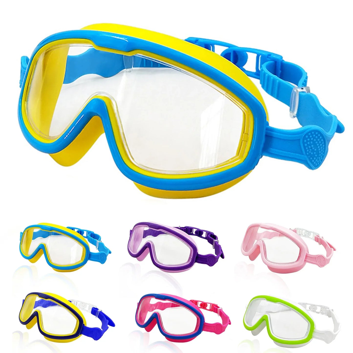 Big Frame Kids Swim Goggles Anti Fog Wide View