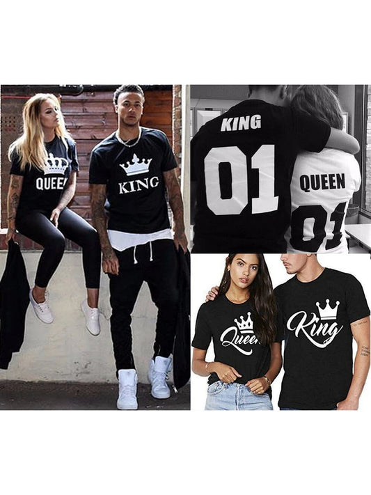 KING QUEEN Letter Crown Tops Clothes