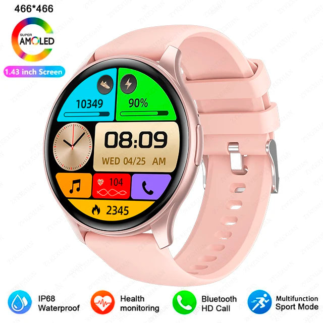 New 2025 Women & men Fashion 1.43 inches Bluetooth Call Smartwatch  AMOLED 466*466 HD Pixel Display Smart watches