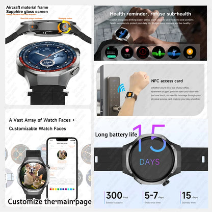 Huawei Xiaomi 2025 GT5 Pro Men Smart Watch AMOLED HD Screen GPS NFC Heart Rate Bluetooth Call IP68 (Waterproof )