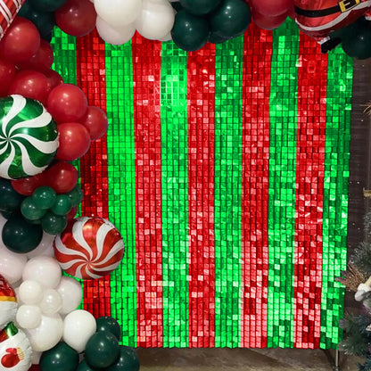 Holiday Elegance 2025: Red & Green Rain Silk Curtain Backdrop