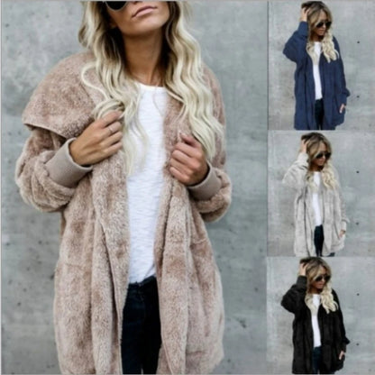 Winter 2025 Double Fleece Cardigan Jacket Women