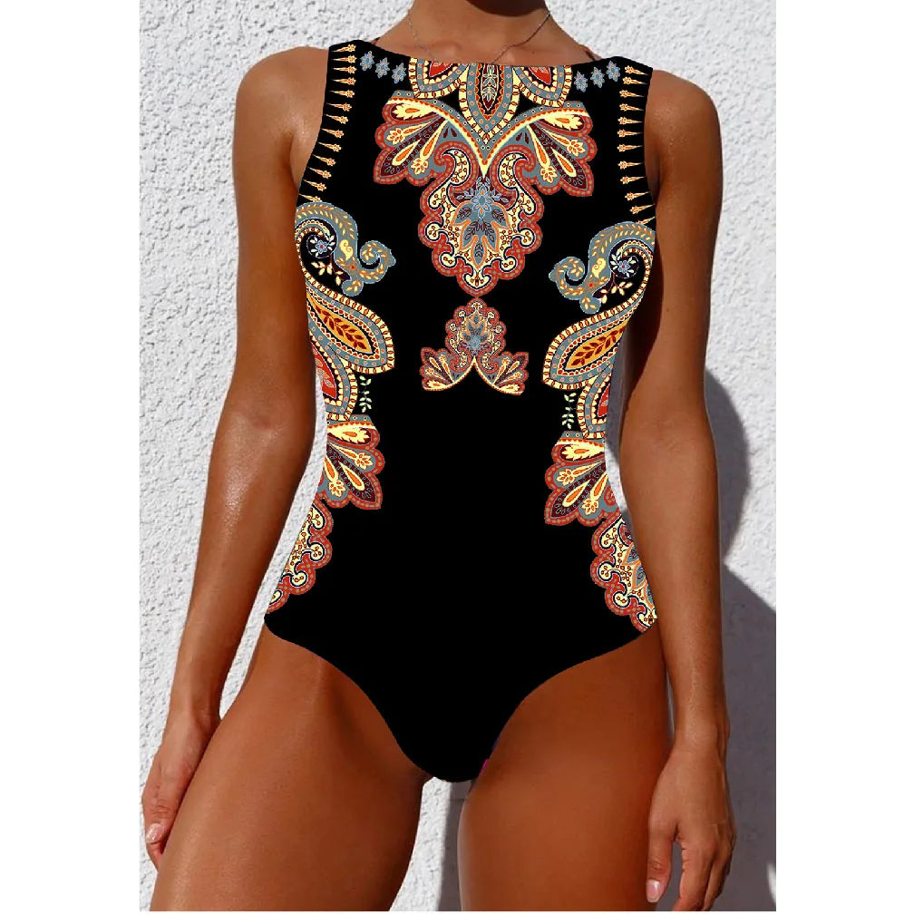 Classic Printed One-piece Suit Beach Wear For Female 2025 style for beach and swimming pool