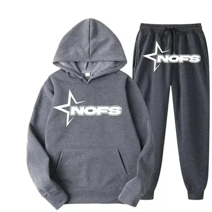 Trendy Kangaroo Pocket Hoodie And Sweatpants 2 Piece Set For Man Casual Letter Printed Outfits 2025 Elastic Waist Pants Suit