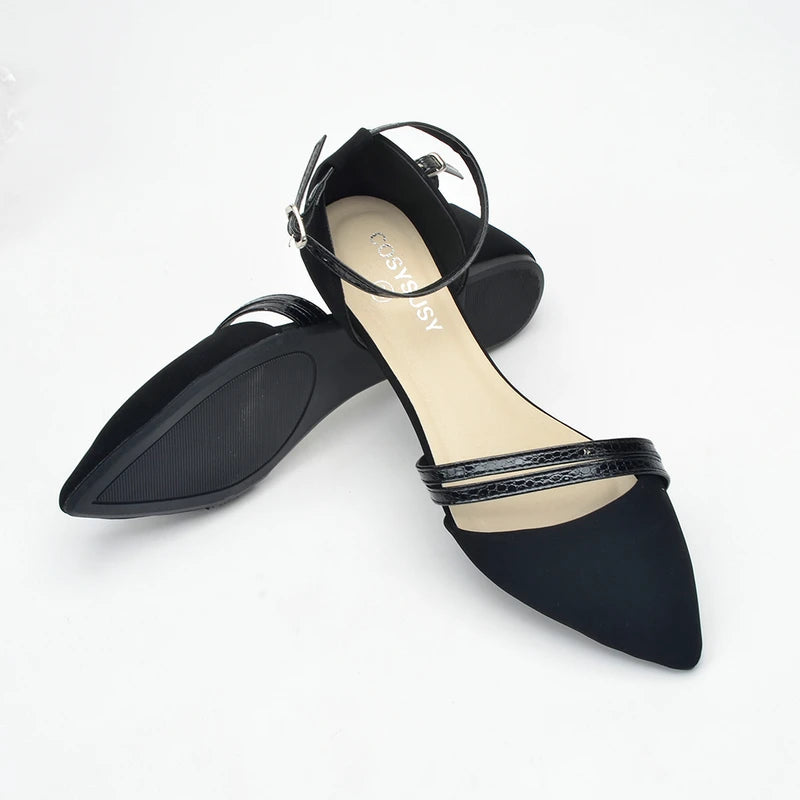 Women's Pointed Toe Flat, Versatile Ankle Strap D'Orsay Shoes,