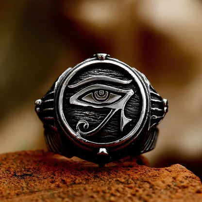 Ancient Elegance: Eye of Horus Steel Ring