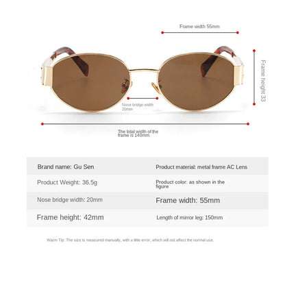 Small Metal Frame Oval Sunglasses For Women 2025 Brand Designer Fashion Luxury S