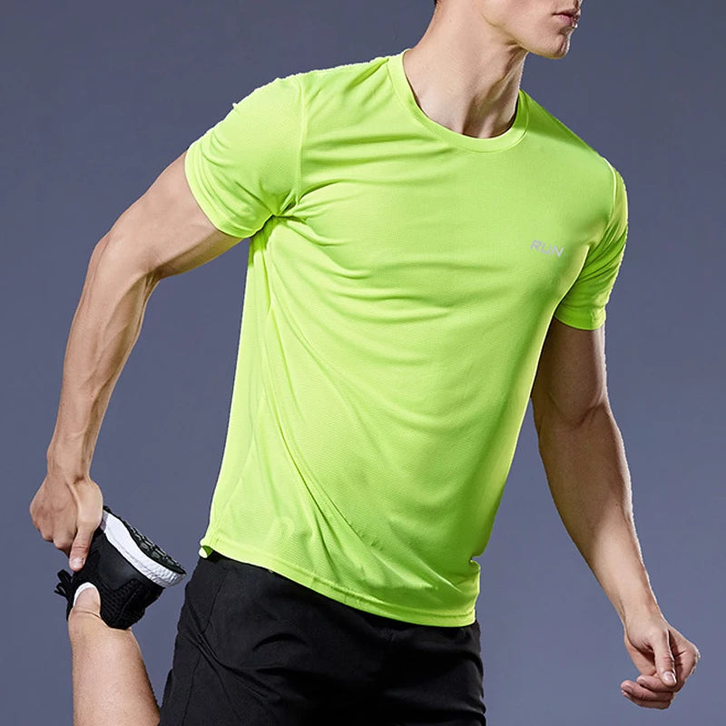 Summer Sport Gym T- Shirt Men Quick Dry Running Bodybuilding