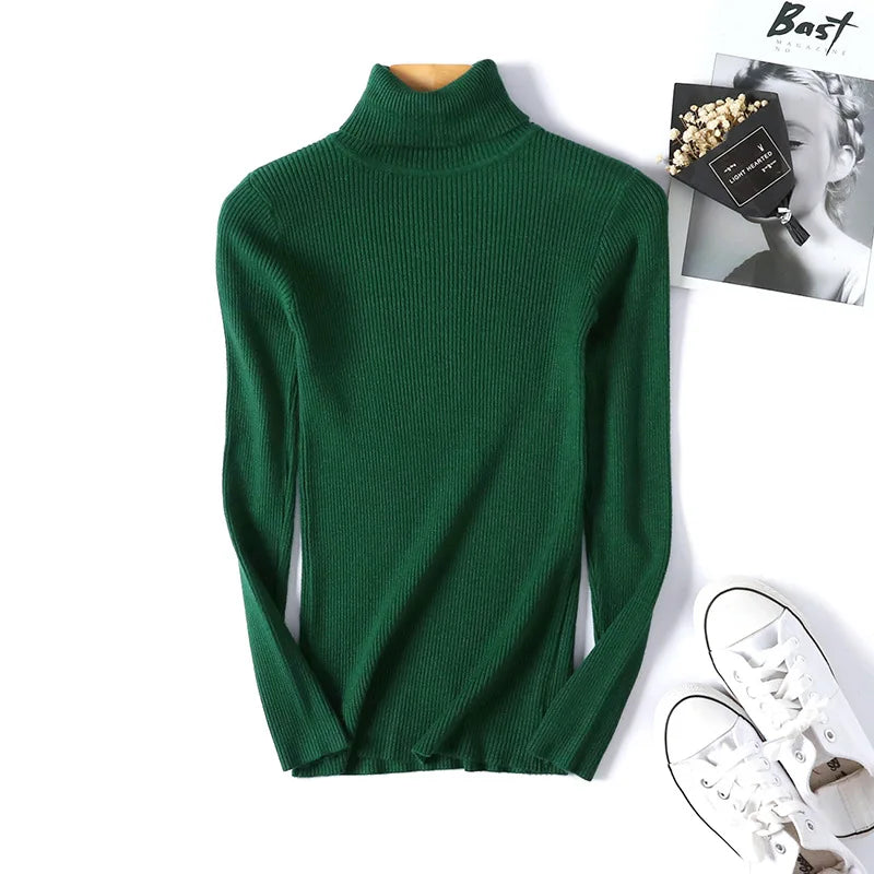 Cozy Fold Ribbed Turtleneck Sweater 2025