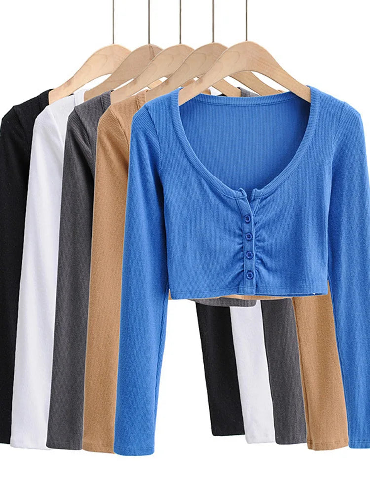 Slim and sexy Women Blouses V-neck Long Sleeve for club and street