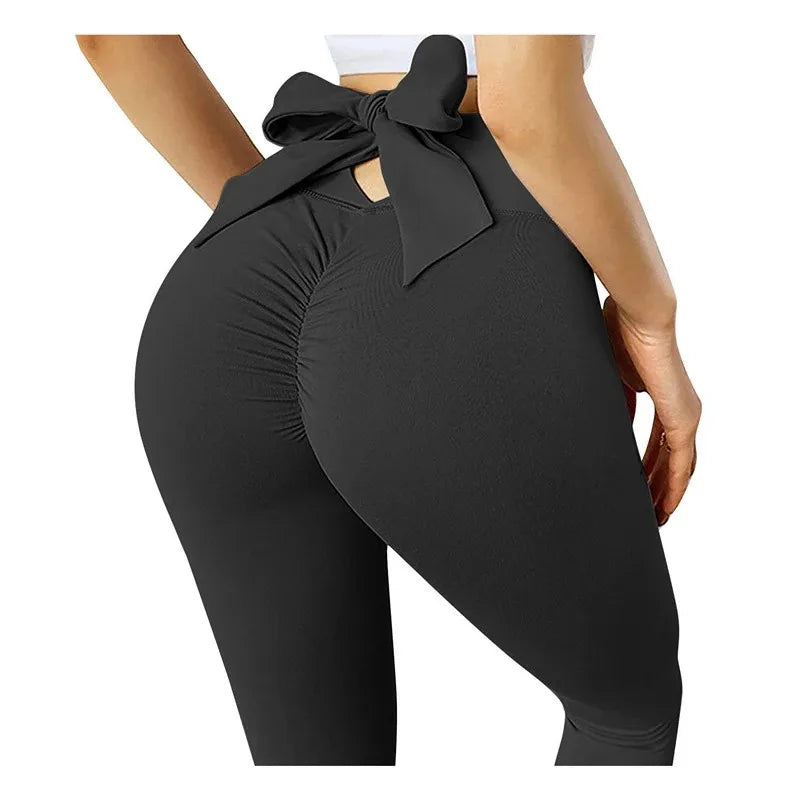 Yoga Pants Bow Tie Women Leggings High Waist Yoga breathable sportwear