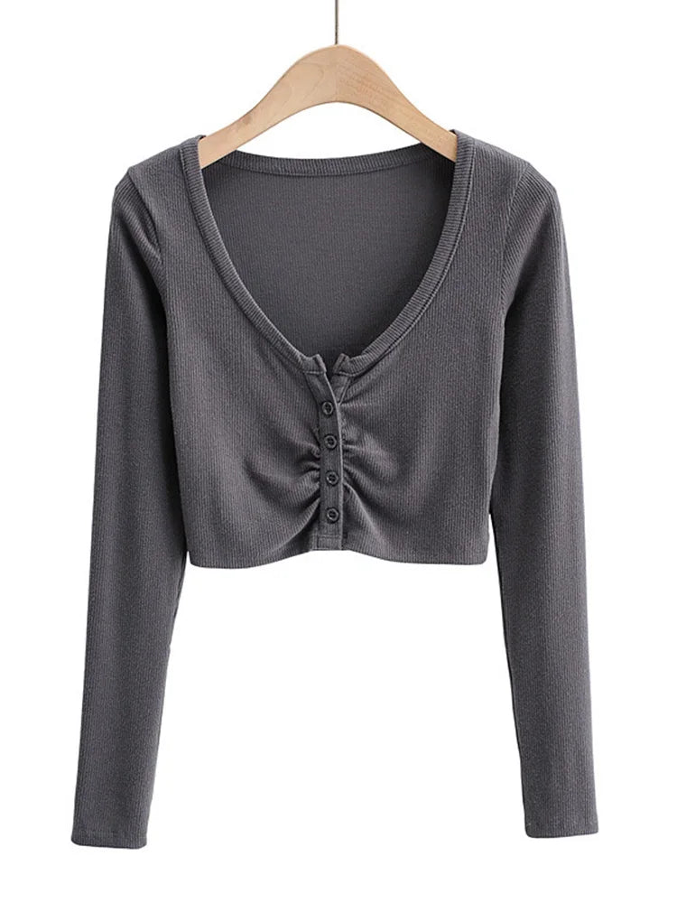 Slim and sexy Women Blouses V-neck Long Sleeve for club and street