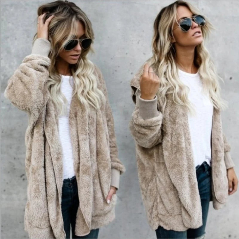 Winter 2025 Double Fleece Cardigan Jacket Women