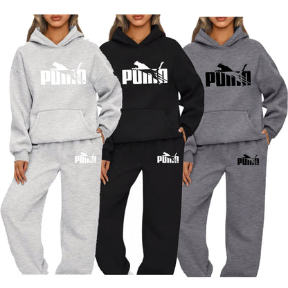 New Autumn Winter Woman Fashion Printing Tracksuit Hoodies+Sweatpants 2-Piece Fashion Causal Jogging sweatshirt Clothes