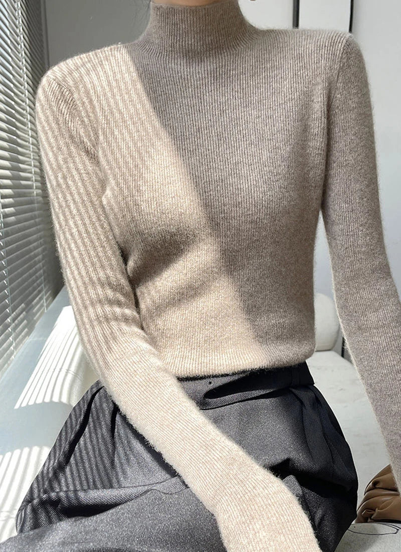 Solid Color Slim Fit Knit Sweater