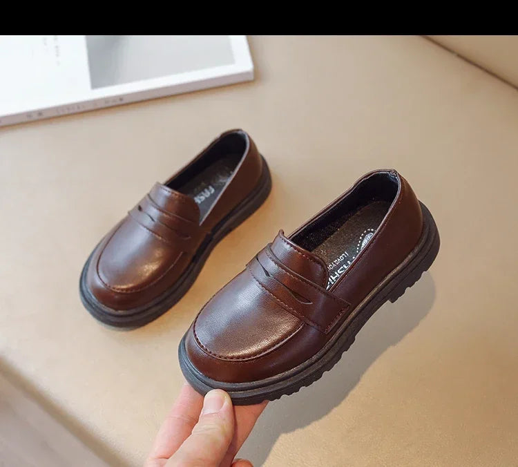 Britain Style Children's Leather Shoes for Boys 2025 Spring Shoes for Children 6-14 years