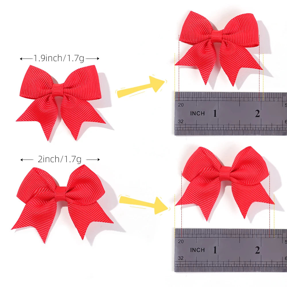 Solid Ribbon Bowknot Hair Clips - 10pcs for Babies