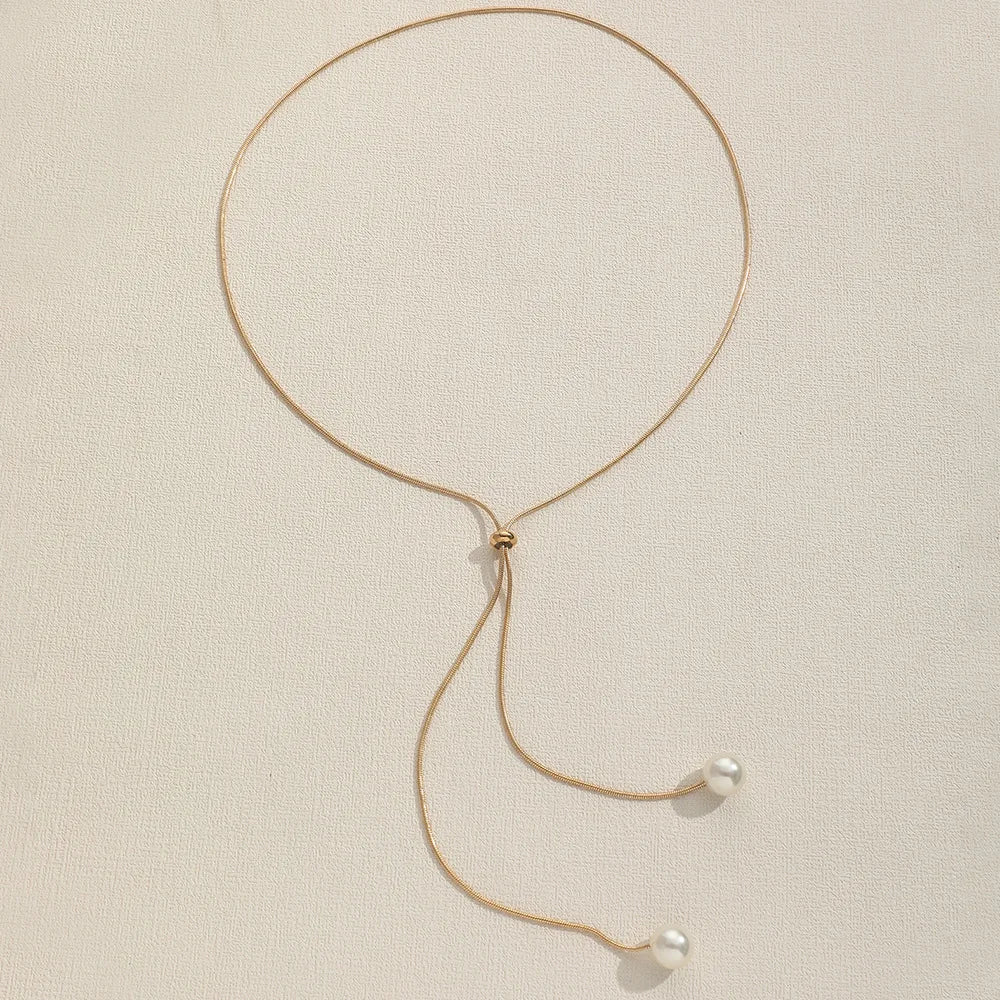 Simple Long Sweater Chain Necklace Female Necklace  Gift