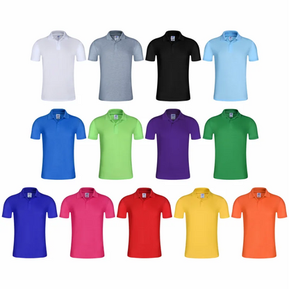 family Summer Solid Color Lapel Short-sleeved Casual Daily Outdoor Polo Shirt Fashion Button Top 13 colors