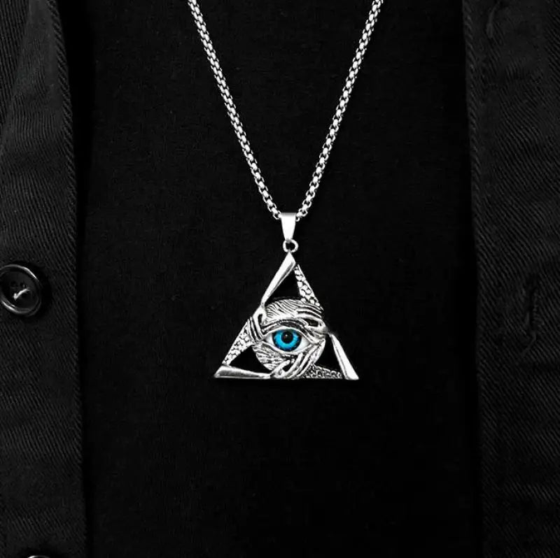 New Style Ancient Egyptian Pyramid with Huras the God Eye Pendant Necklace Men's Trend