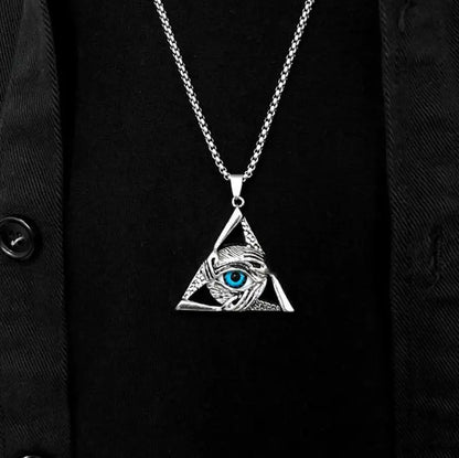 New Style Ancient Egyptian Pyramid with Huras the God Eye Pendant Necklace Men's Trend