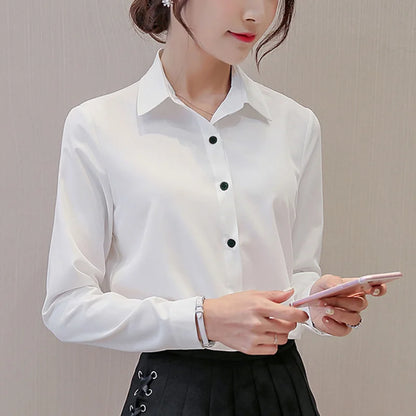 style Women Chiffon Blouse for Office Career  2025 Casual Long Sleeve