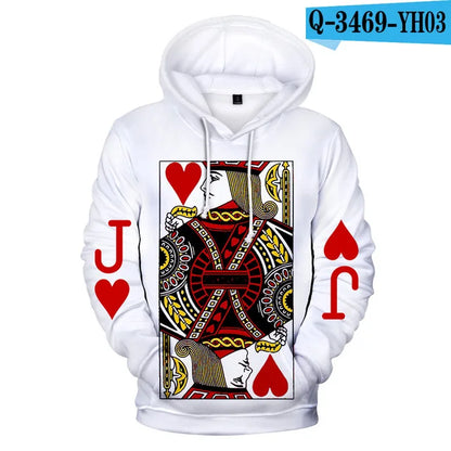 Playing Cards Poker K A print hoodies men/women KING QUEEN hoodie sweatshirt male clothes boys/girls harajuku funny jacket coat