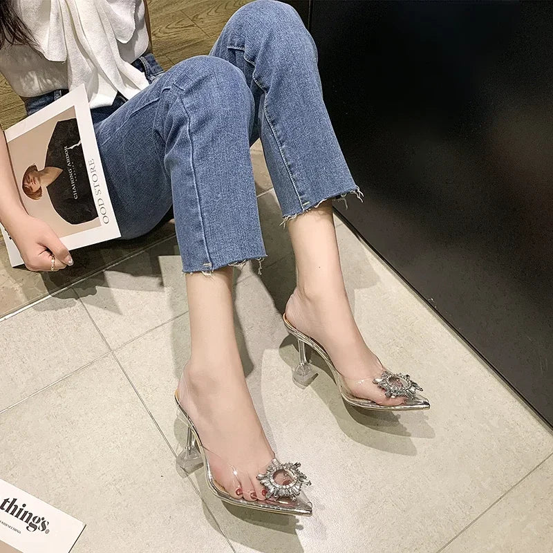 Women Transparent High-Thin Heeled Sandals