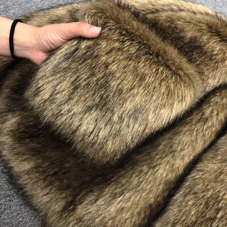 Men's Winter Short, Thick, Warm, Hairy, Shaggy Faux Raccoon Fur Coat with Long Sleeves - High-Quality Luxury Fluffy Jacket 2025