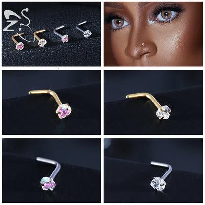 Stainless Steel Nose Stud Set Heart