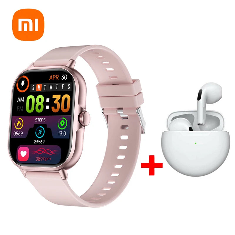 new release Xiaomi Smart Watch 2025 Android. Bluetooth Call Smartwatch Touch Dial Music Fitness Tracker Sports Watches + Earphone