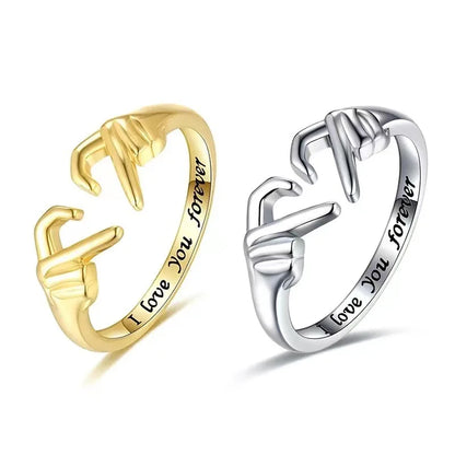 Romantic Heart Couple Adjustable Finger Ring Couple Jewelry Gifts