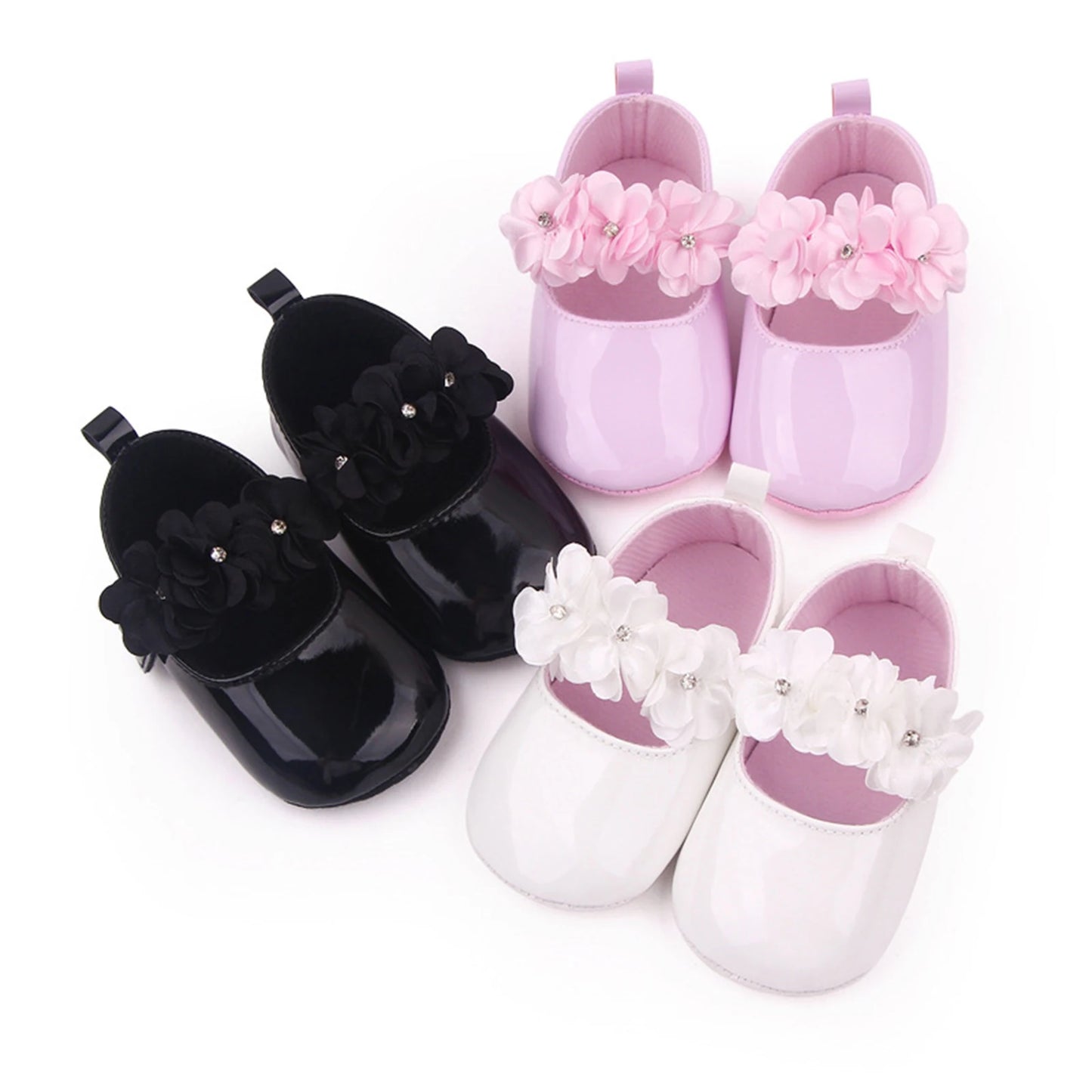 lovely dress shoes 0-15 months  Flower Decore Leather Flats Shoes. fashion and comfortable (Non-Slipper)